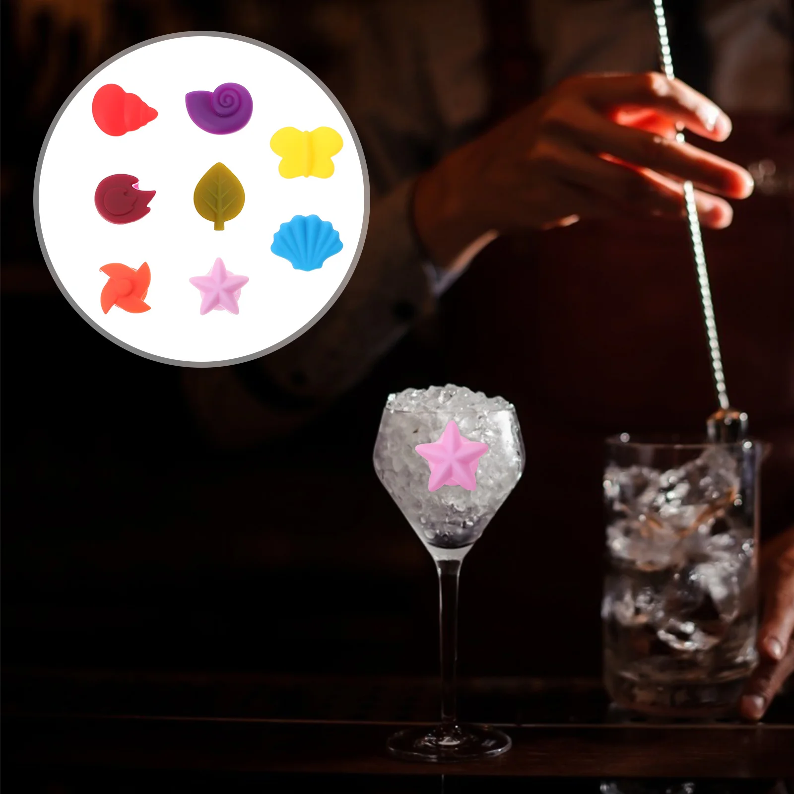

8Pcs Wine Glass Markers Silicone Cup Identifiers Assorted Colors Supplies Drink Tags for Red Wine Unique Gift