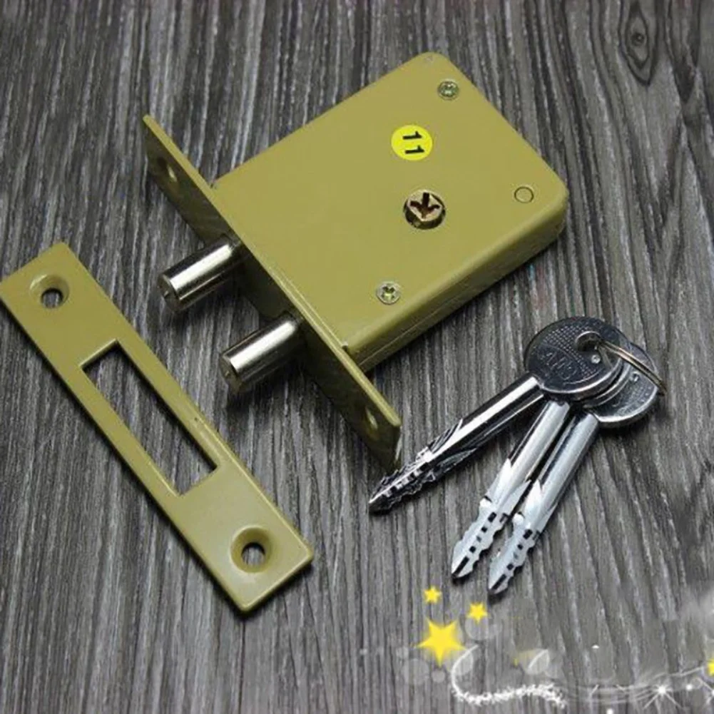 1pc Security Door Lock Anti-Theft Lock, Cross-Key Double Rod Pipe Well Lock 100*70*57mm Security Door Locks Security Protection