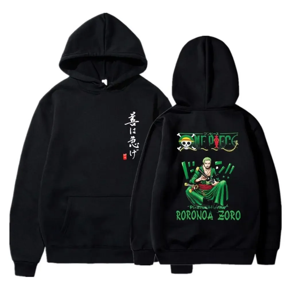 

One Piece Hoodies Roronoa Zoro Quote OP Pullover Hooded Sweater Casual Cotton Tops Clothing Hip Hop Women Oversized Sweatshirt