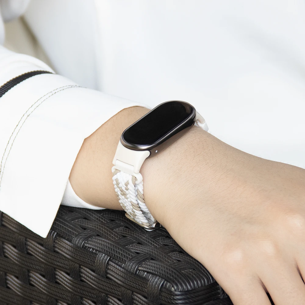 สายรัดแบบถักทดแทนสำหรับสร้อยข้อมือเสี่ยวหมี่ Mi Band 8 แบบปลดเร็ว ทนทาน ทำจากไนลอน ปรับได้ สายนาฬิกาอัจฉริยะสำหรับผู้ชายและผู้หญิง