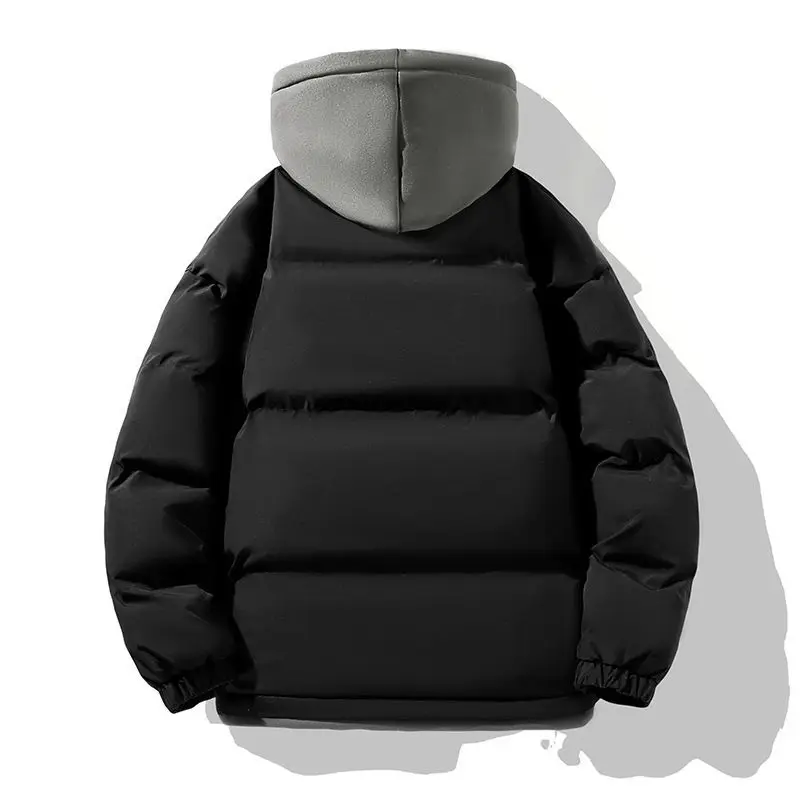 الرجال المراهقين الأمريكية مقنعين الألوان المتناقضة زوجين أسفل القطن سميكة فضفاضة العصرية سترة قطن الترفيه مبطنة بالقطن #5