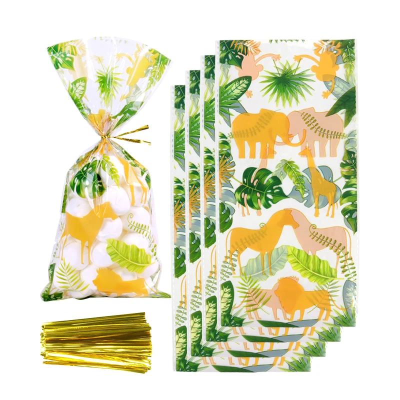 Tiermuster Süßigkeiten Geschenktüte Dschungel Safari Kindergeburtstag Gastgeschenke Babyparty Keks Snack Tasche Wild One Verpackung Dekor
