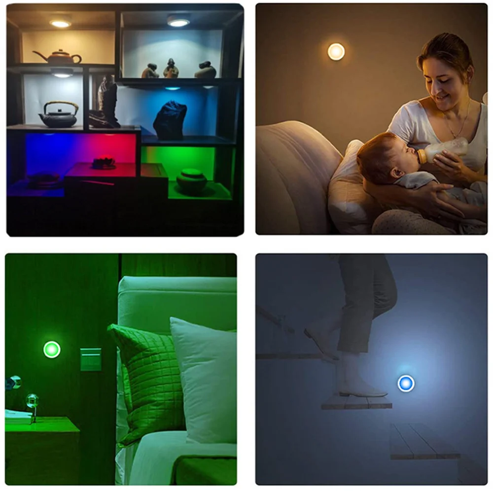 Oświetlenie LED pod szafką RGB z pilotem Zasilana bateryjnie Bezprzewodowa ściemnialna lampka nocna LED do oświetlenia szafy domowej