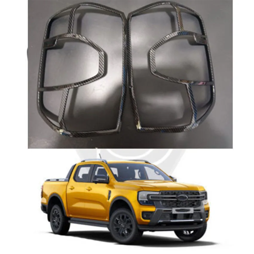 

For Ford Ranger Car Accessories Tail Light Cover Guard Surround Taillight Carbon Fiber Auto Parts 2023 2024