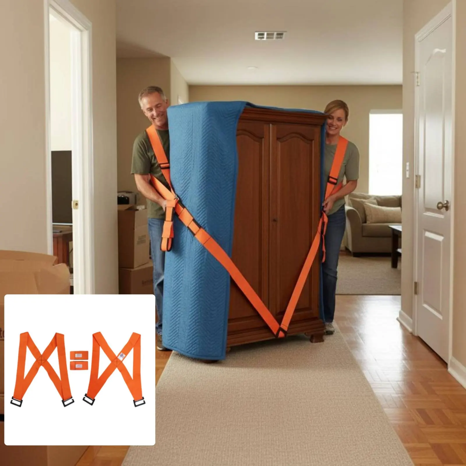 

2 Person Moving Strap Labor-Saving Furniture Moving Straps Shoulder Lifting Strap Easy to Use Ergonomic