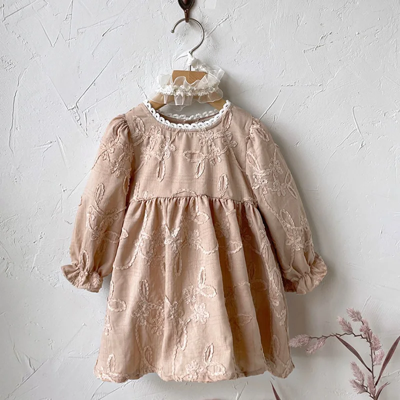 2024 New Spring Toddler Baby Girl Princess Dress Newborn Baby Girl Jumpsuit Long Sleeved Cotton Embroidery Kids Party Dress