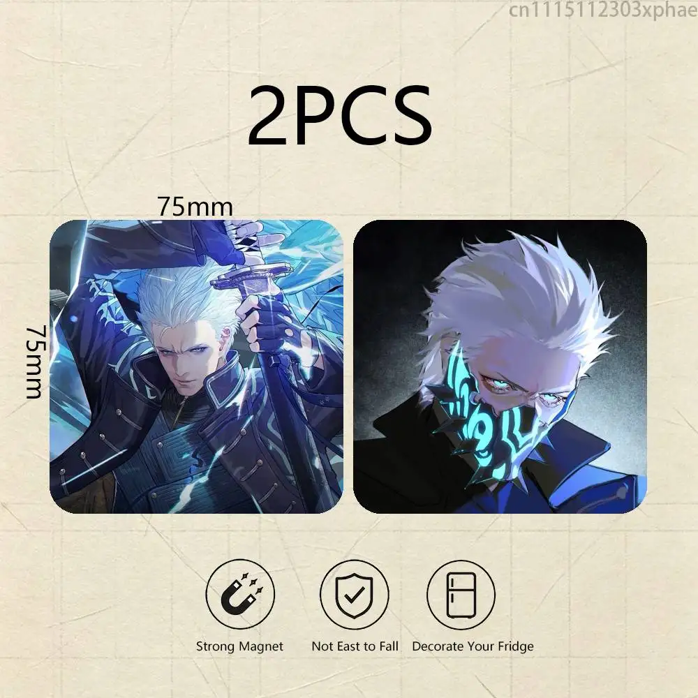 D-Devil May Cry Vergil Cartoon Anime 2-Pack Set Refrigerator Magnets, Soft Magnetic Heat Transfer Refrigerator Magnets Gift