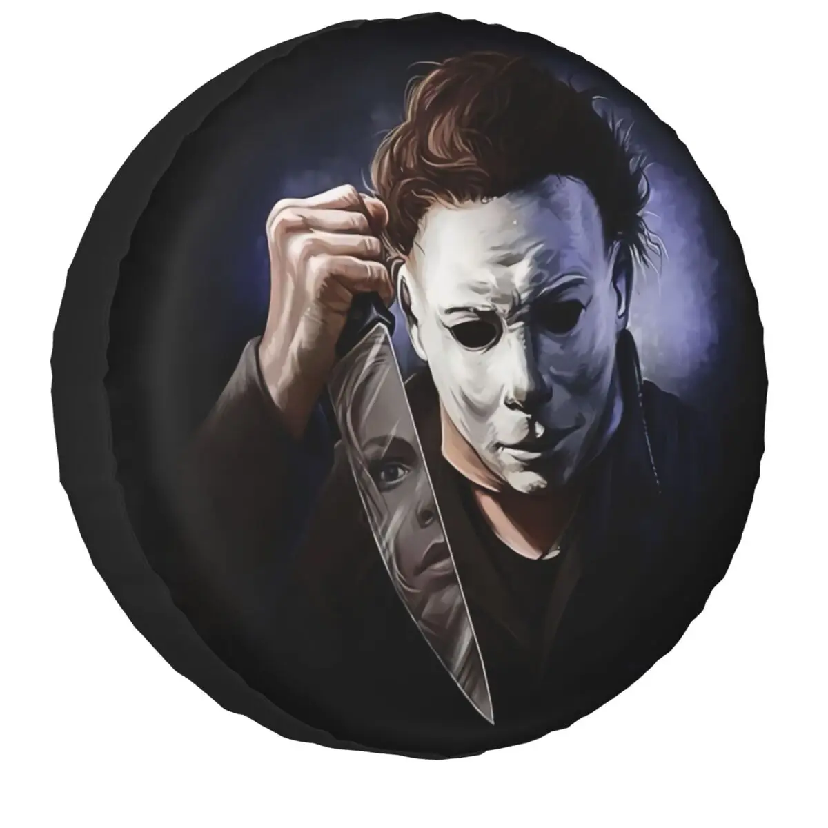 Michael Myers Knives Spare Wheel Tire Cover for Honda Halloween Film Art Jeep RV SUV Camper Vehicle Accessories 14