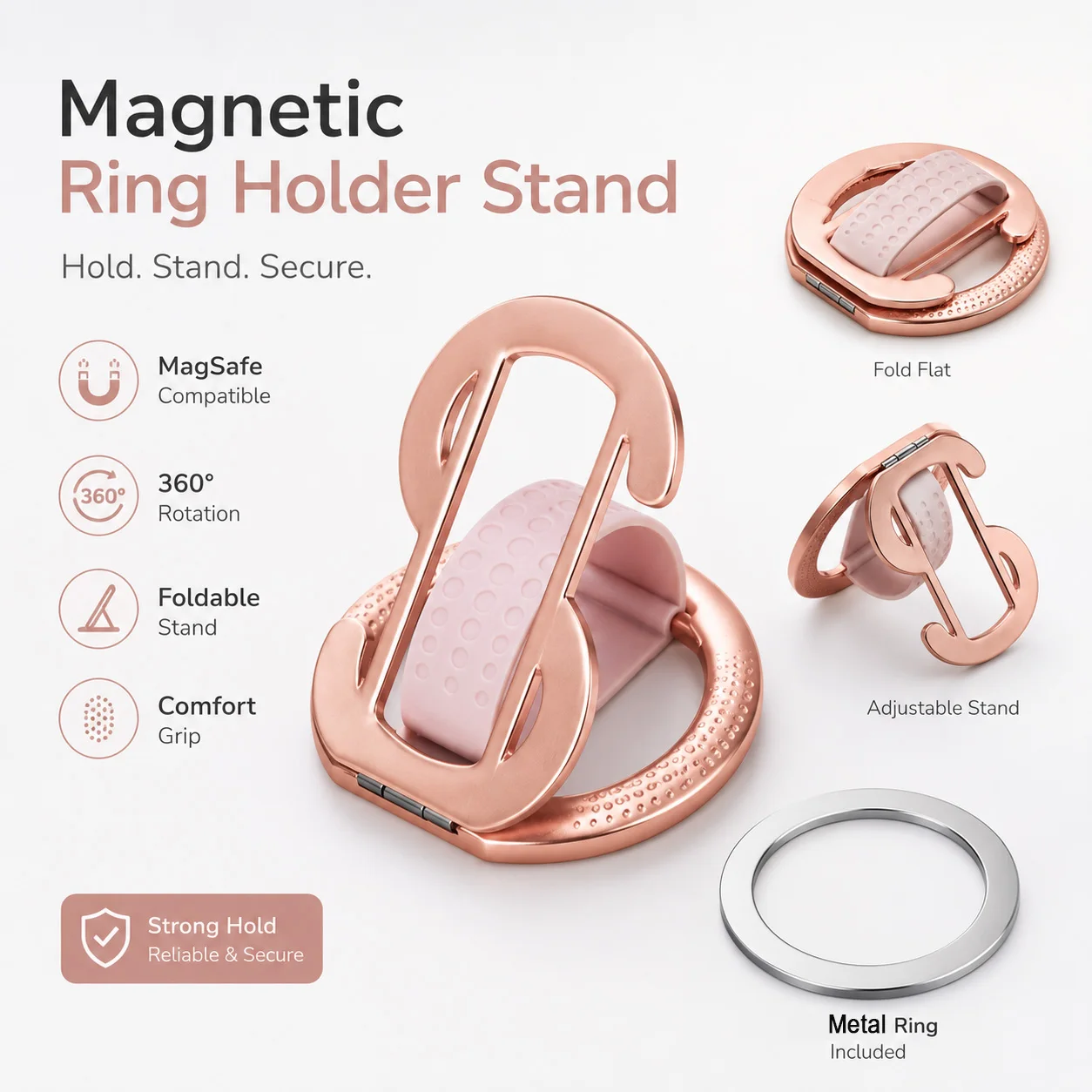 Support magnétique pour iPhone, support amovible MagSafe, support pliable en Silicone pour téléphone iPhone/Huawei/Xiaomi