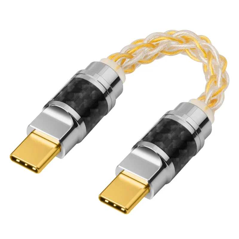 Type-c to Type-c adapter cable, small tail, sterling silver and gold plated headphone amp, OTG decoding audio cable