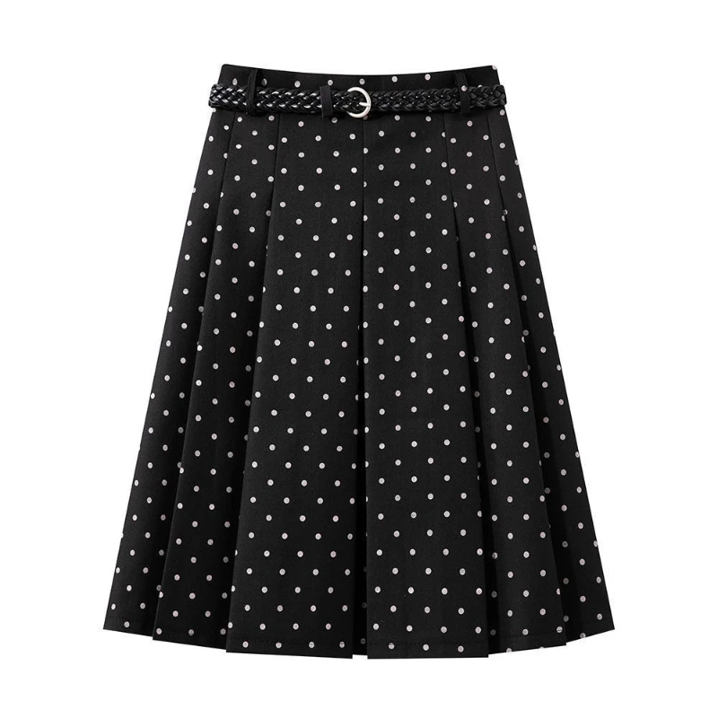 Polka Dot Preppy Style Pleated Skirt Sweet High Waist Mujer Faldas Slim Age Reduction A-line Casual Skirts