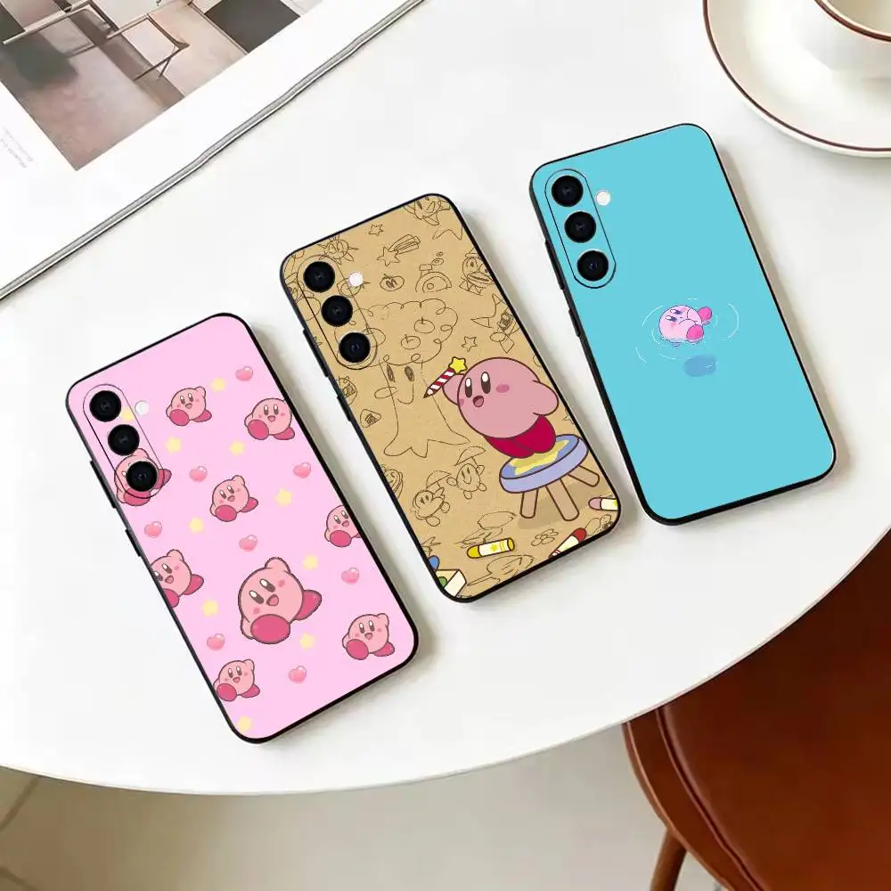 Cartoon Pink K-Kirbys-KK  Black Soft Silicone Phone Case for Samsung Galaxy A73, A42, A72, A70, A53, A52, A51
