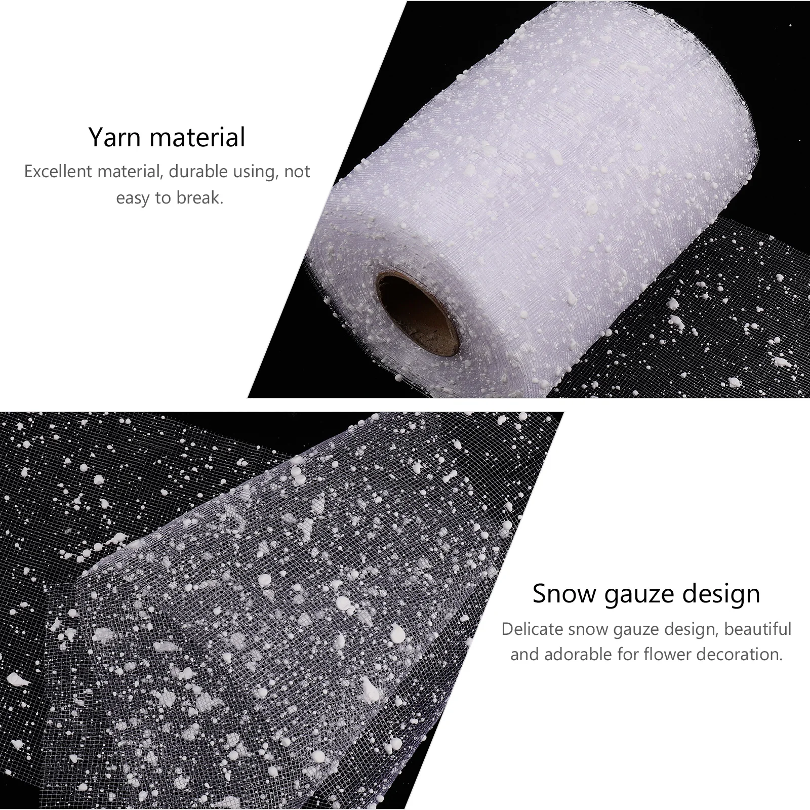 

4 Rolls The Fabric Flower Wrapping Paper Christmas Ribbons Snow Yarn Material Mesh