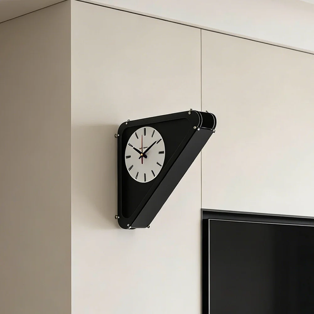 Triangle Double Sided Wall Clock Interior Noiseless Minimalist Vintage Acrylic Clocks Home Decor Clock Living Room Elegant Clock