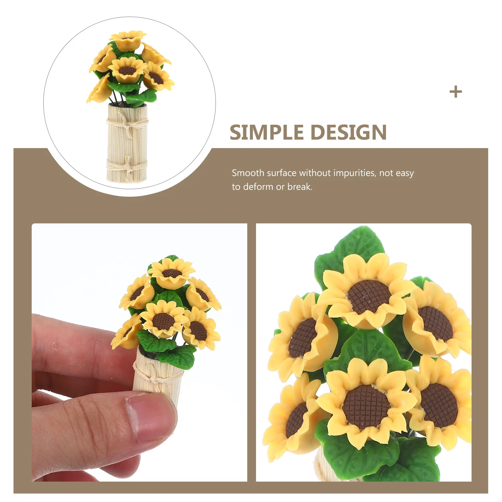 Sunflower Artificial Flowers Pot Yellow Fake Flowers Pots Miniature Potted Plants Centerpiece Dollhouse Home Decorations