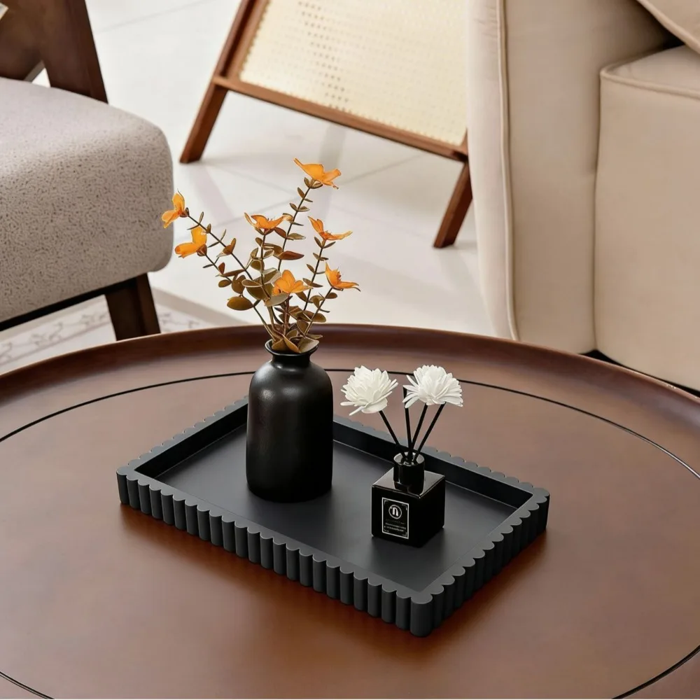 Bandeja de silicona ondulada para velas, bandeja cuadrada ondulada para mesa de centro, bandeja cuadrada de encaje para aromaterapia y almacenamiento en el baño, lavable
