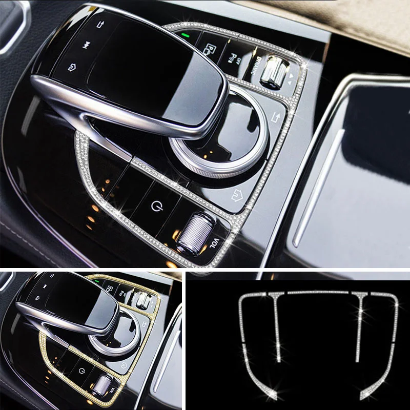 

For Mercedes-Benz C E GLC Class W205 W213 X253 15-19 Crystal Style Center Gear Shift Frame Button Frame Cover Trim