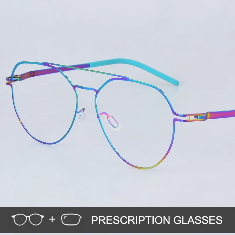 Germany Brand Design Big Frame Double-beam Prescription Eyeglasses Men Women Pilot Oval Glasses Colour Spectacles Myopia Eyewear
