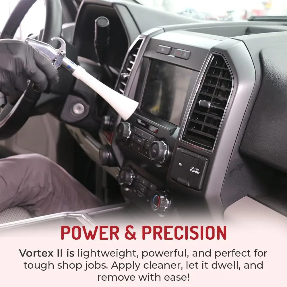 Pistola de limpeza de ar Vortex II - Ferramenta profissional de detalhamento automático para limpeza profunda de interiores e externos com com compressor