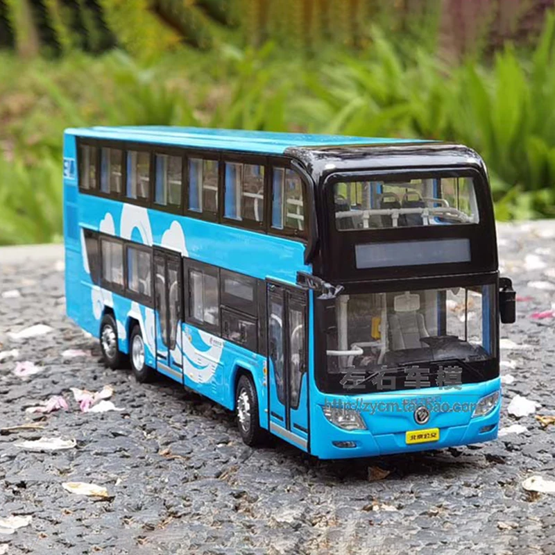 1:43 Scale Diecast Alloy FOTON Beijing New Energy Double Decker Bus Toys Cars Model Classics Adult Souvenir Gifts Static Display