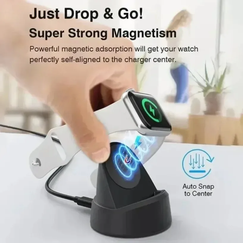 

Magnetic Smart Watch Wireless Charger Watch Holder Stand For Apple Series 11 10 9 8 7 6 5 4 3 2 SE/Ultra Fast Charging Station