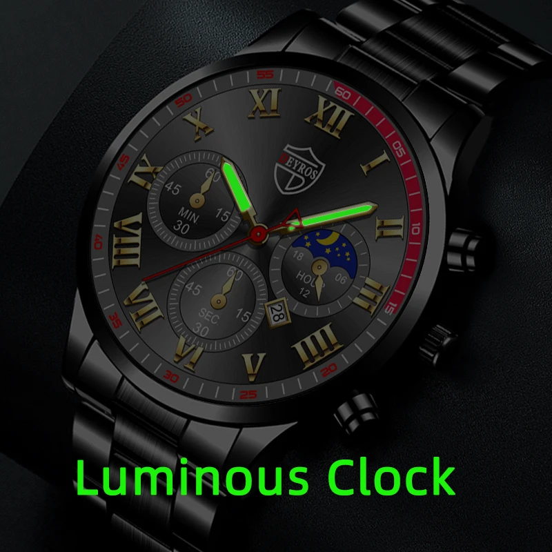 Fashion Mens Stainless Steel Watches Luxury Quartz Wristwatch Calendar Luminous Clock Men Business Casual Watch Reloj Hombre