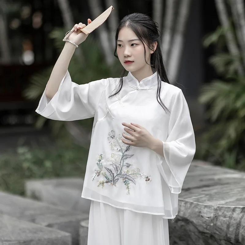 

2025 New Ethnic-style Women Clothing Chinese Cheongsam Top Elegant Hanfu Blouse Traditional Tang Suit Shirt