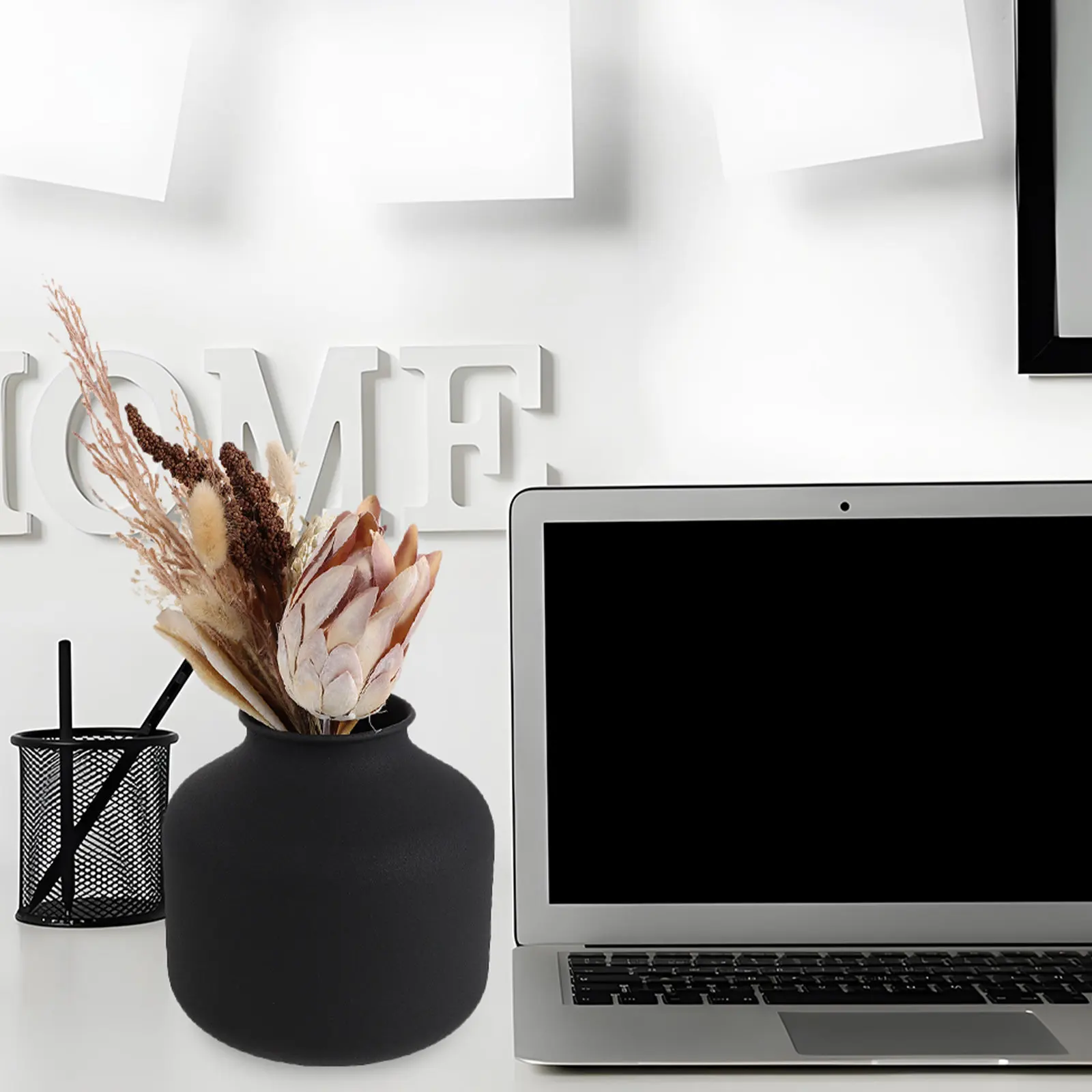 

Металлическая матовая белая железная ваза для цветов, минималистичный настольный декоративный горшок, подставка для сухих цветов, центральное украшение для свадьбы, офиса