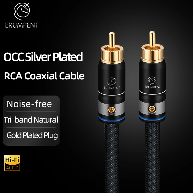 ERUMPENT OCC Silver Plated 75ohm HiFi Digital Coaxial Audio RCA Cable High Quality RCA to RCA Male TV Amplifier Subwoofer Cable