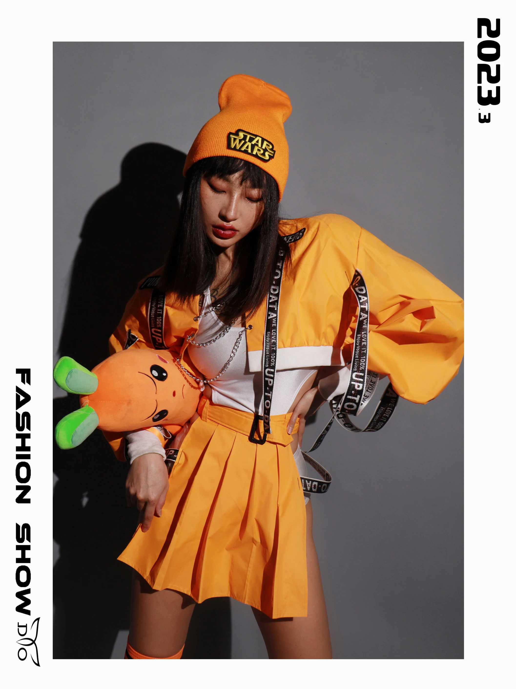 Dj Ds Clubwear pomarańczowy Kpop strój do tańca jazzowego klub nocny Gogo kostium taneczny odzież festiwalowa seksowne body z wycięciem