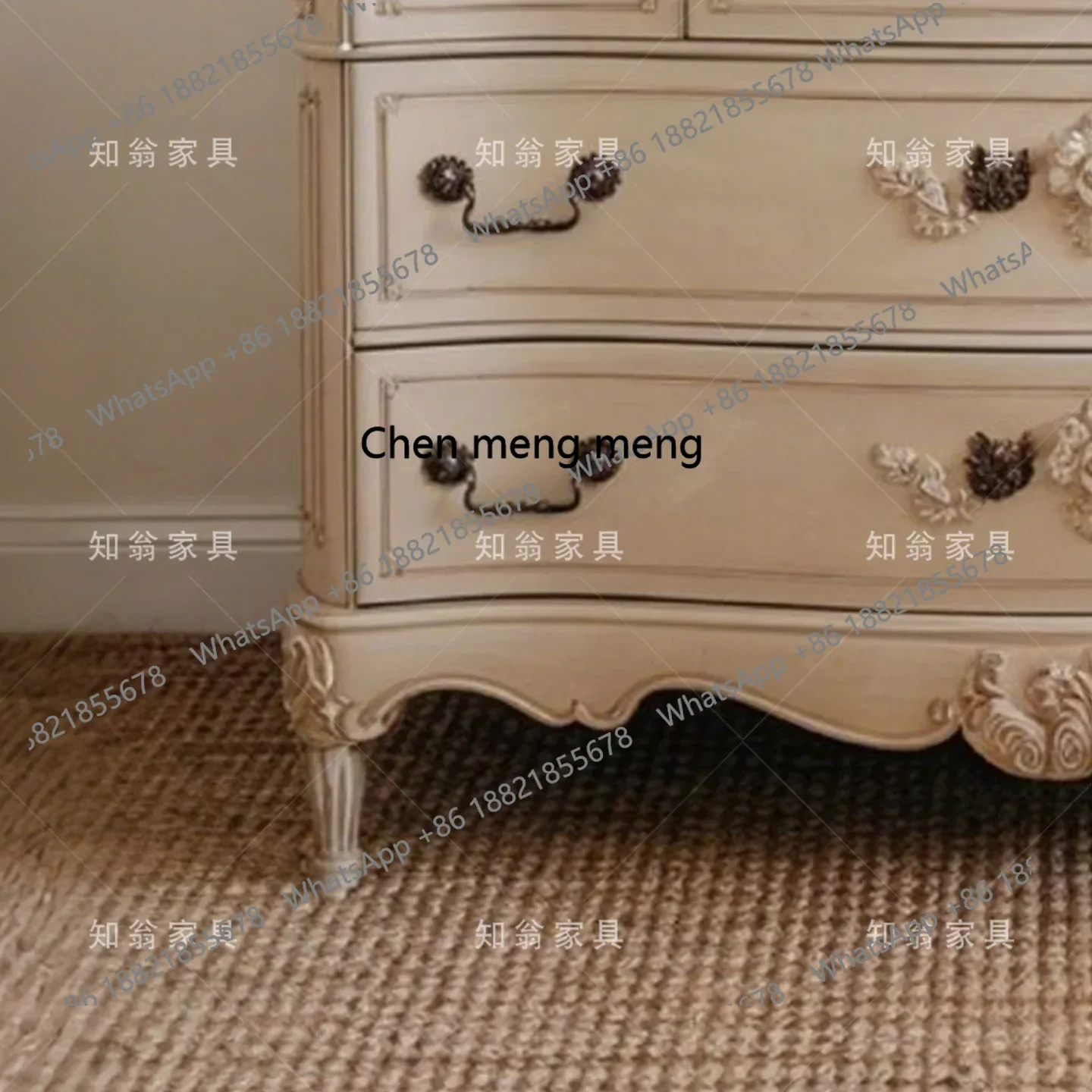 الفرنسية الرجعية الخشب الصلب نحت زهرة الشرفة خزانة غرفة نوم مضمد ديكور المنزل خزانة H #4