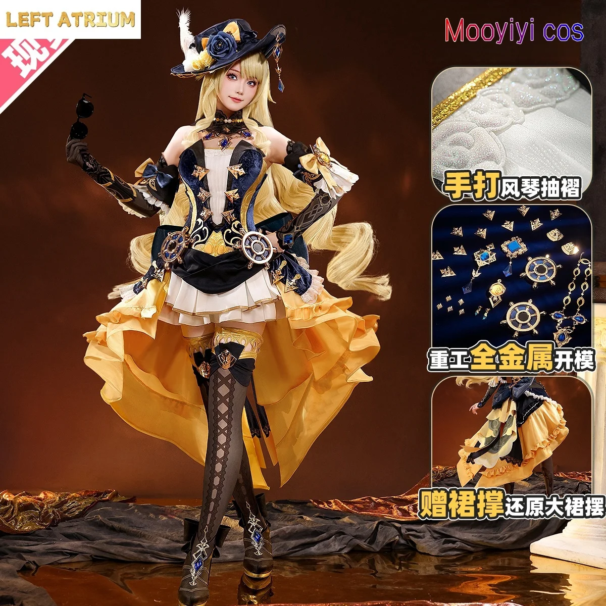 

Metal prop Genshin Impact New Navia Caspar Cosplay costume Halloween Christmas Role Playing Party Comic Exhibition S-XL in stock