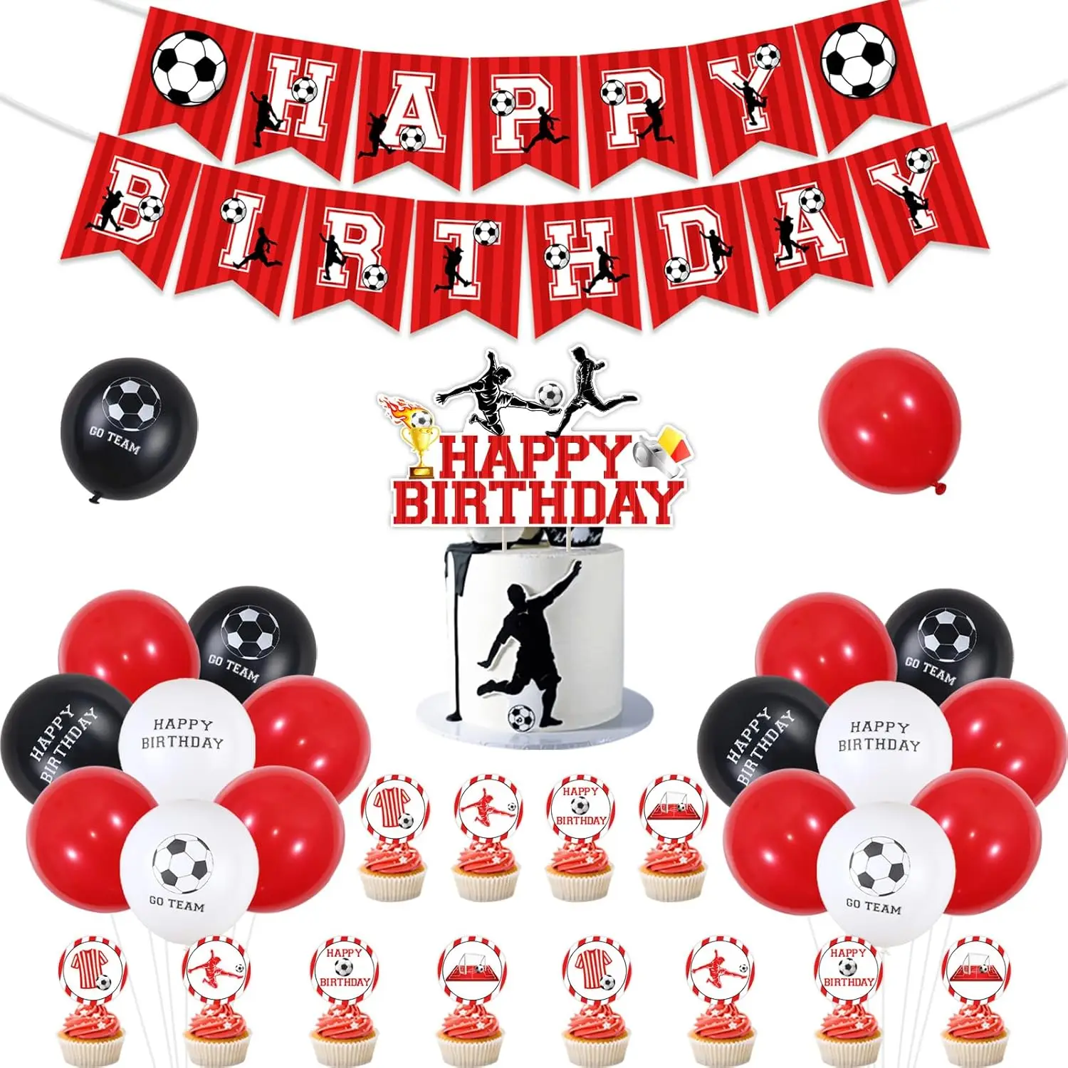 

Football Birthday Decor Happy Birthday Banner Cake Cupcake Toppers Football Balloon for Boy 5th 7th 8th 11th 13th Years Birthday