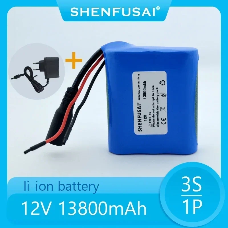 

100%.New.12V 13800mAh.3S1P.Batterie Au Lithium.18650.Batterie Au Lithium Pack Protection Conseil Rechargeable.1A Chargeur.