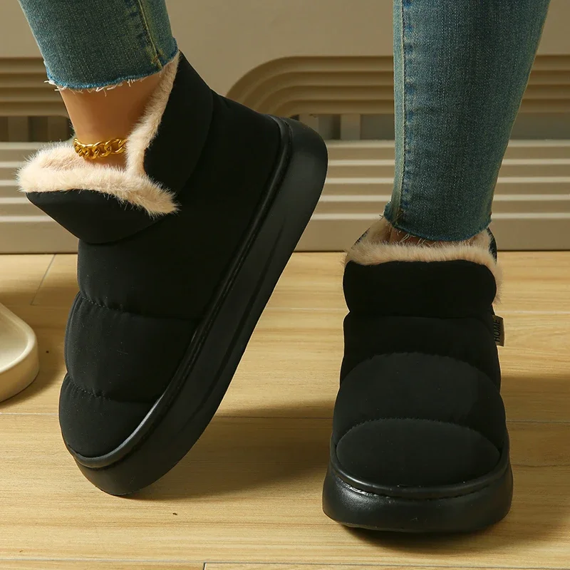 Robuste Plateau-Wasserdichte Schneestiefel für Damen Winter 2026 Rutschfeste, Verdickte, Lange Plüsch-Warme Knöchelstiefel, Baumwollgepolsterte Schuhe – Detail 12