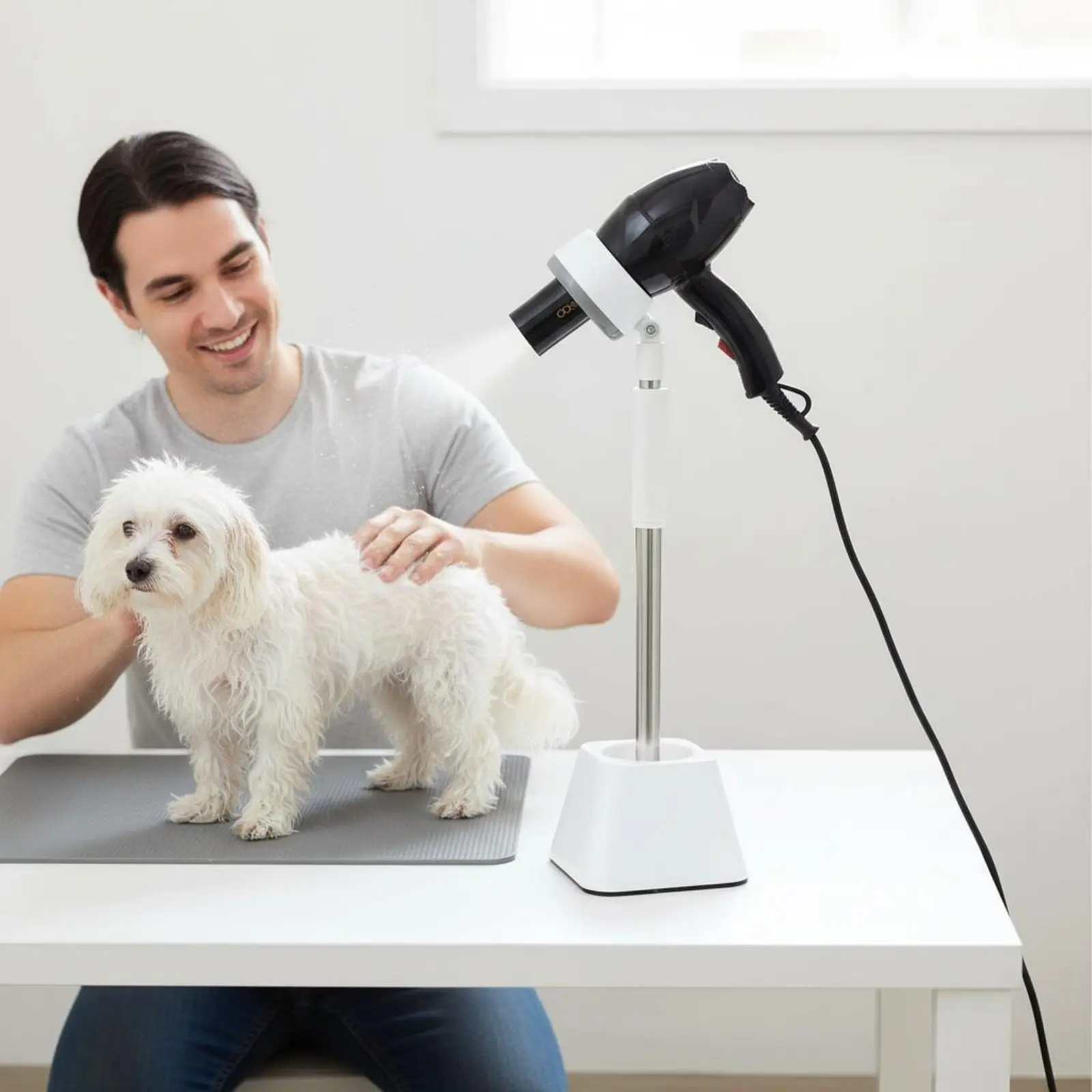 Dog Grooming Dryer Holder Stable Base Adjustable Pet Dryer Stand Wide Compatibility Soft Silicone Grip for Home Groomers