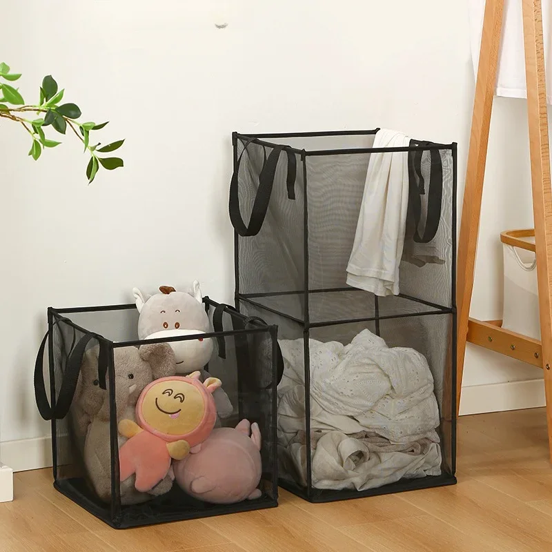 Large Multifunctional Clothes  Mesh Dirty Clothes Basket Bathroom Laundry Basket Foldable Bathroom