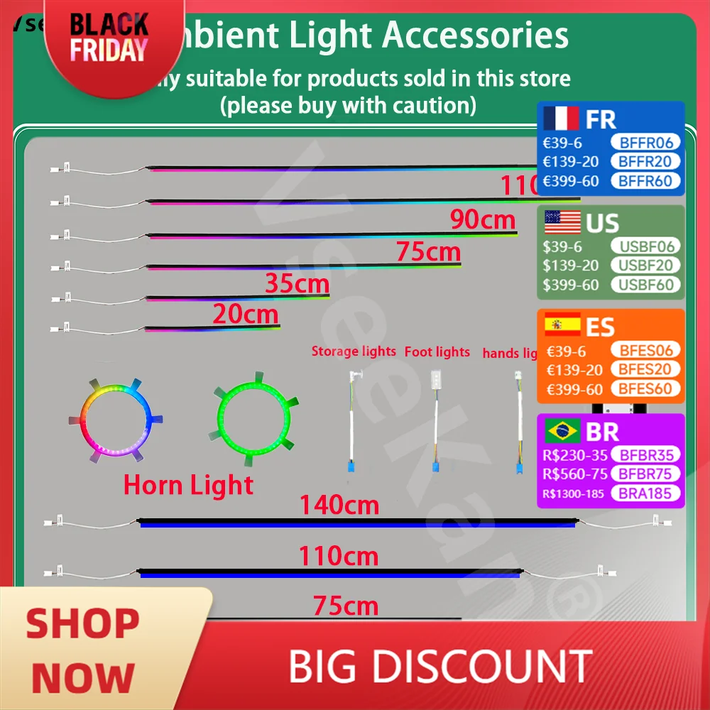 Car Ambient Lights 213 64Color RGB Symphony Streamer Bluetooth Rainbow Acrylic Strips Atmosphere Lamp Ambient Light Accessories