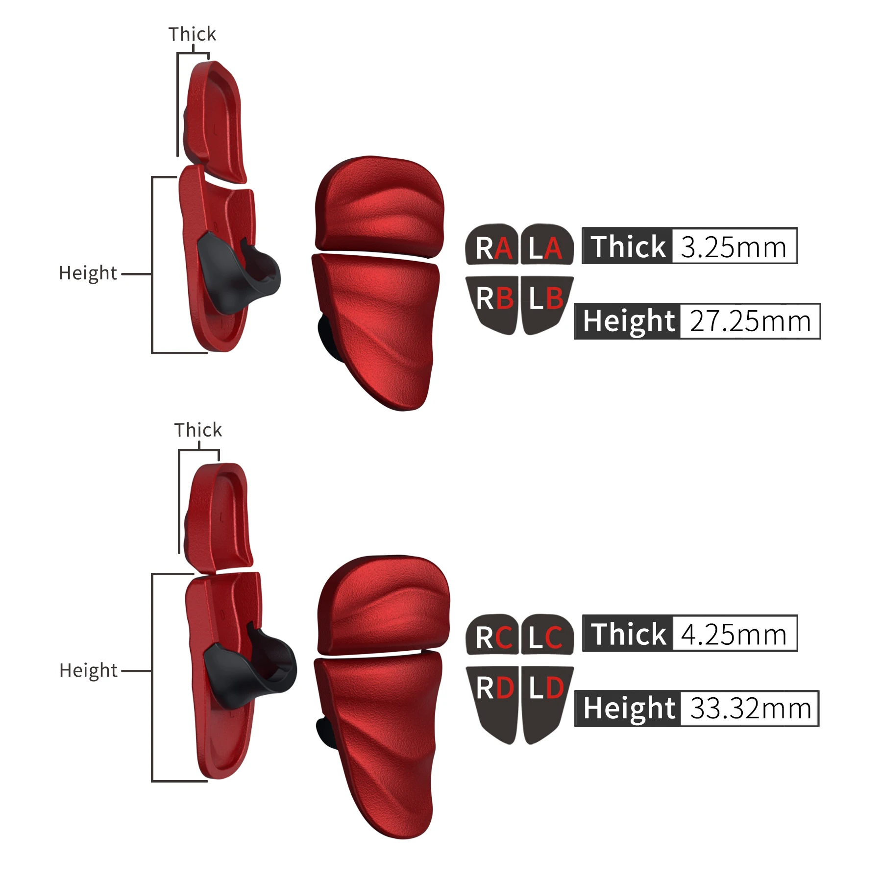 PlayVital DUNE 2 Pairs Trigger Stop Shoulder Buttons Extension Kit for ps5 Controller, for PS Portal, for ps5 Edge - Scarlet Red