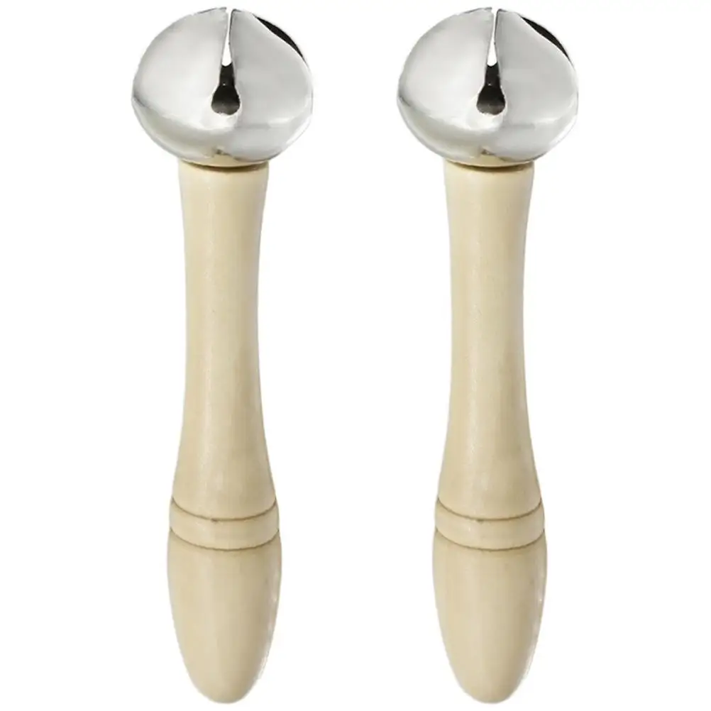

Hand Shake Bell Kit Percussion Instrument Safe Wear Resistant Multi Purpose Dinner Classroom Training Simple Wood Handle