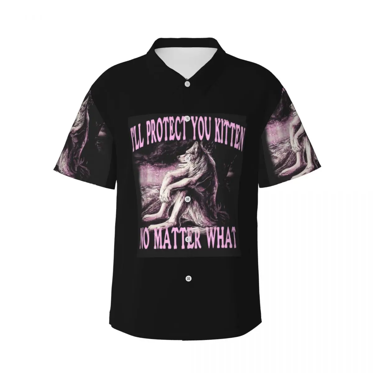

WolfRippingAlphaWolfWerewolfMen'sShirtsHawaiianShort SleeveShirt CasualButtonTopsfor SummerBeach