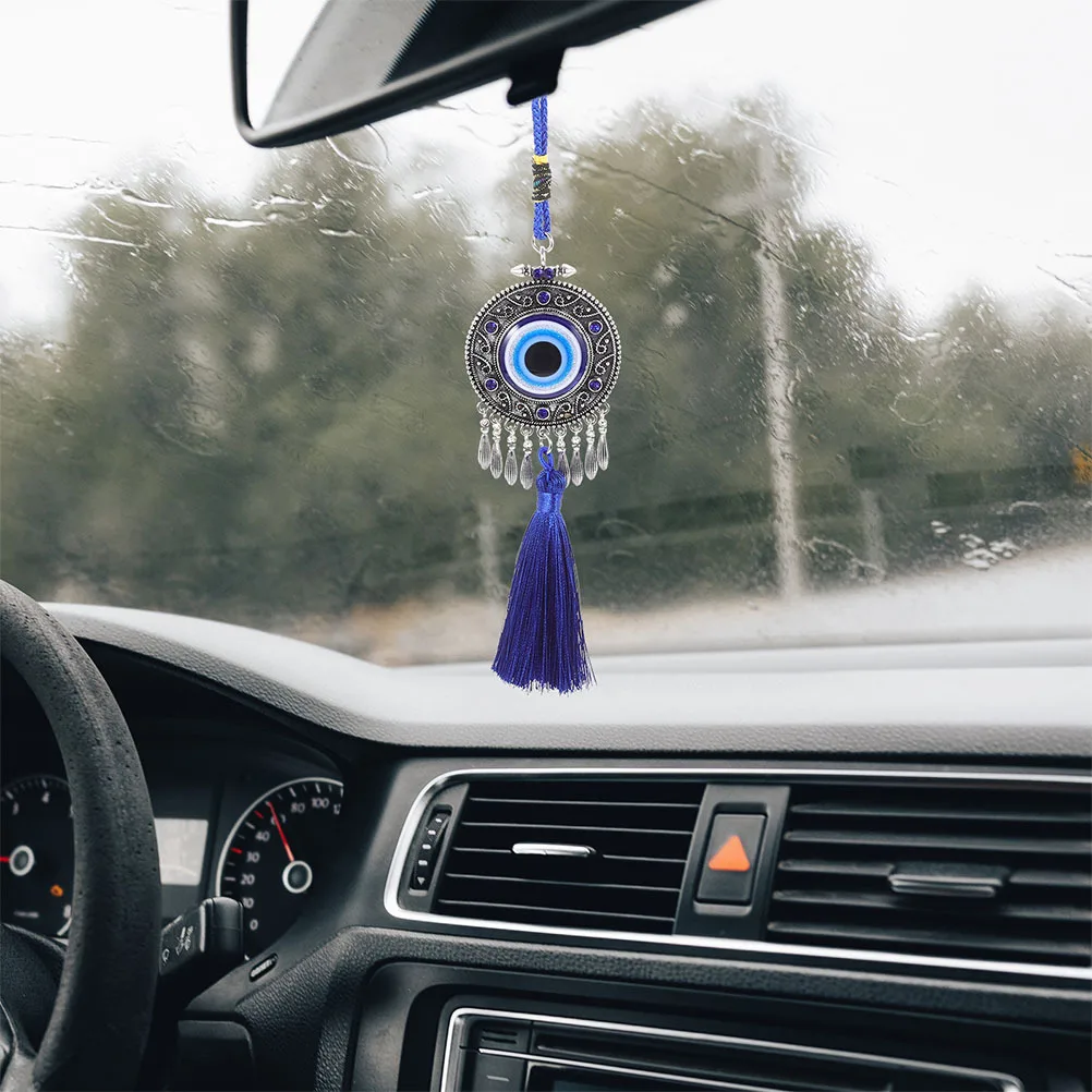 

2Pcs Blue Evil Eye Hanging Ornament Tassel Lucky Protection Charm Car Rearview Mirror Pendant Decoration for Home Car