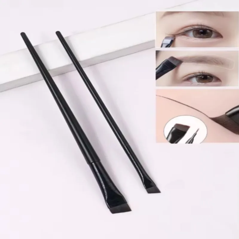Ensemble de 2 pinceaux professionnels à lame angulaire pour eyeliner graphique, contour des lèvres et détails de précision |   Vegan Cruelty-Free Synthetic B