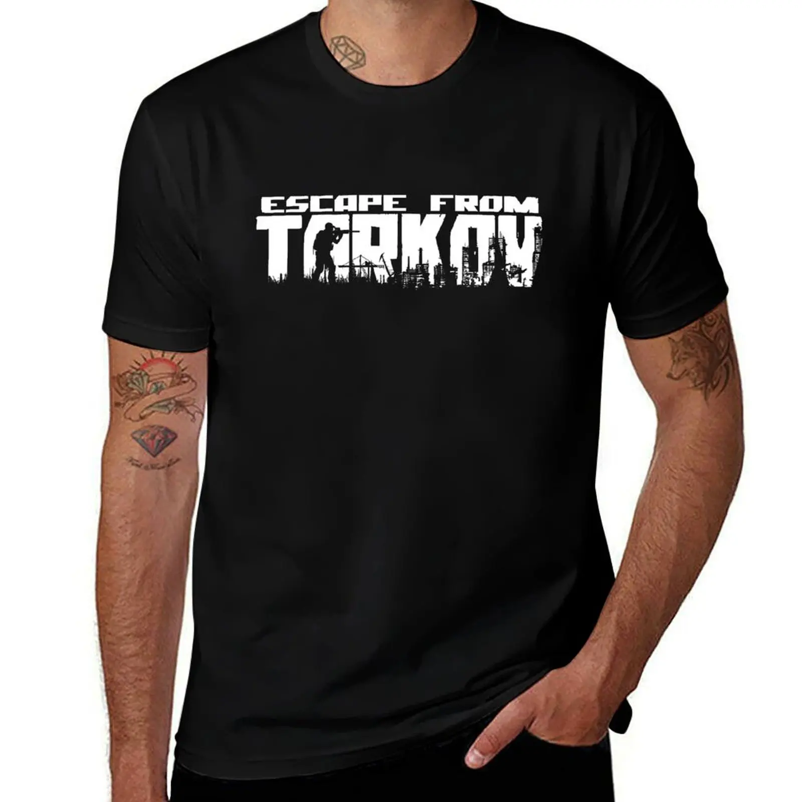 Escape From Tarkov Logo T-Shirt Minimalist Plain Crew Neck T-Shirt