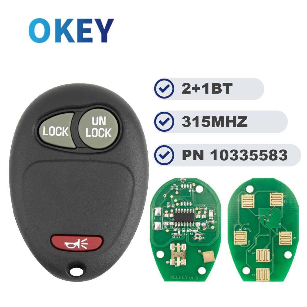 

Дистанционный ключ Okey для Chevrolet Colorado Canyon H3 2006-2010 Buick, автомобильные комплекты кузова, автомобильный аксессуар для GM L2C0007T 2 + 1BT 315 МГц