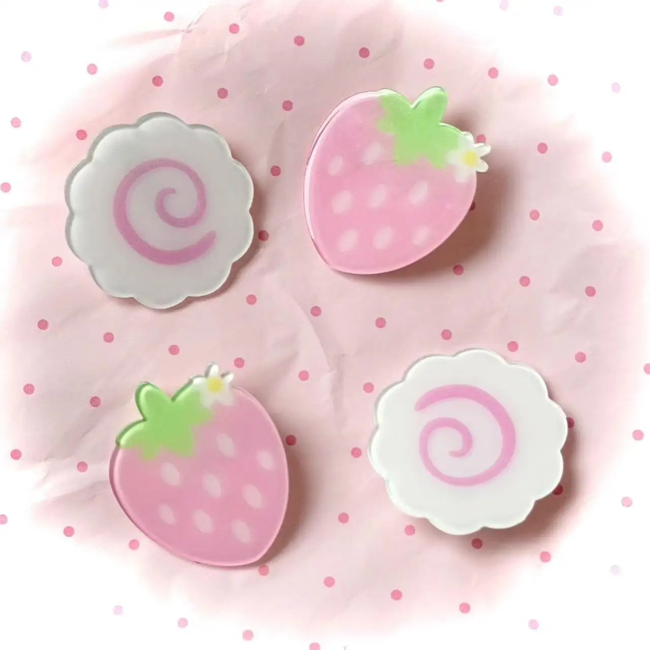 Süße rosa Frühlings-Erdbeer-Fischkuchen-Haarspange, Haar-Accessoires, Mädchen-Kopfschmuck, koreanische Soft-Girl-Süße japanische Spitzen-Haarband-Geschenk – Detail 5