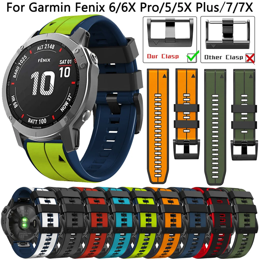 22 26mm Watchband Smart Watch Strap For Garmin Fenix 6 6X Pro 5 5X Plus Silicone Band 7 7X 3 3HR 945 Quick Release Belt Bracelet