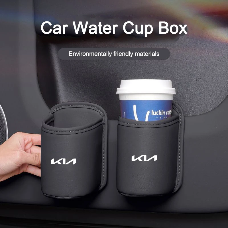 Soporte para vasos de coche, estante para bebidas para asiento trasero, caja para vasos de agua de cuero para KIA Rio K5 K2 Sportage Ceed Sorento Picanto Stinger Soul, 1 Uds.
