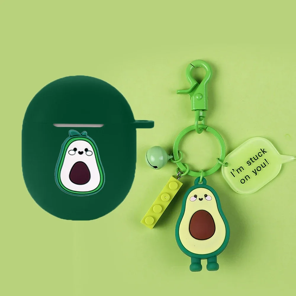 فوندا-حافظة فائقة للراحة من بوس ، حافظة كارتون لطيفة ، غطاء سيليكون للسماعات ، القط ، الكلب ، قلادة الأفوكادو