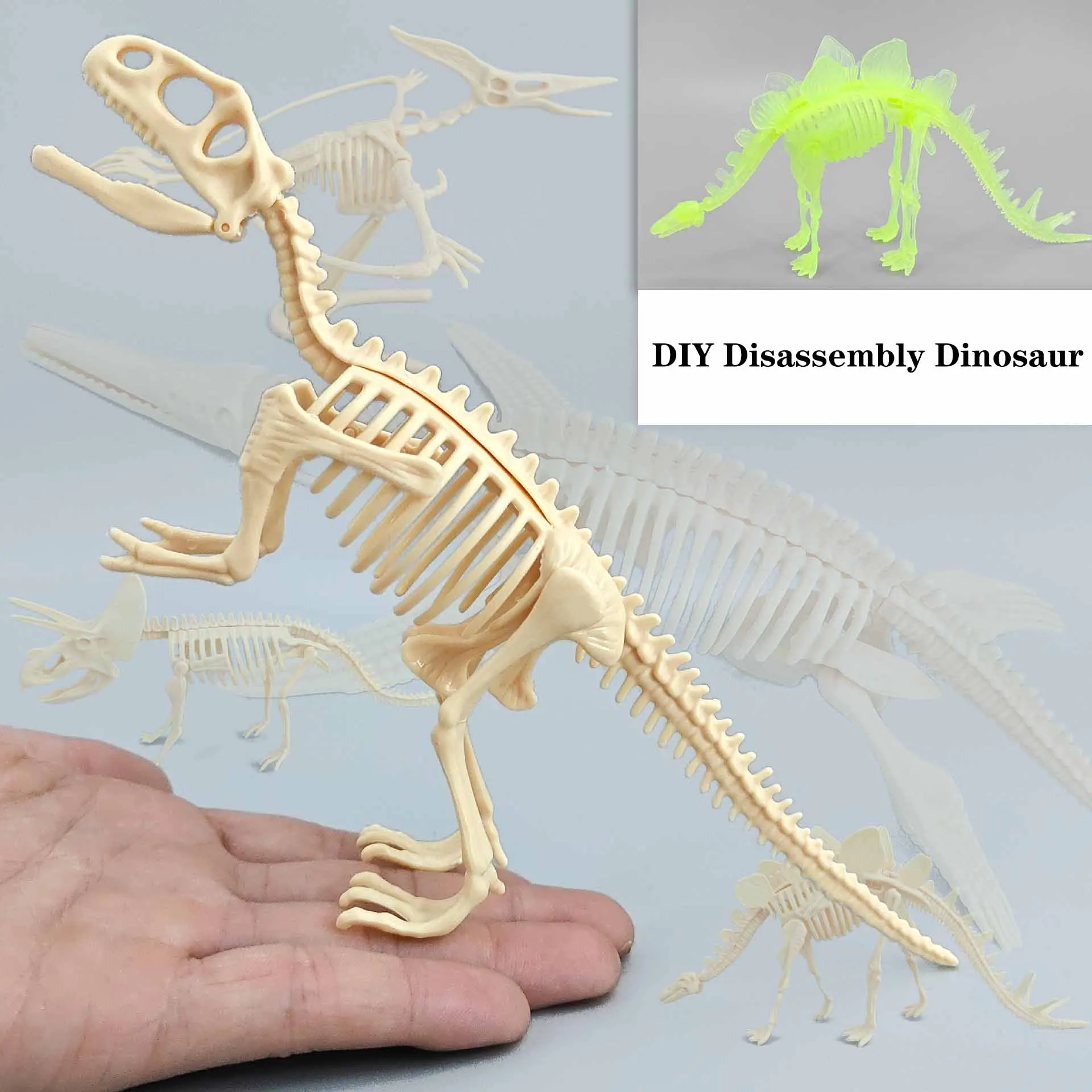 6Pcs archeologia creativa dinosauro scheletro giocattoli grande dinosauro scheletro Fossil Glow-in-the-dark giocattoli giocattoli smontaggio fai da te